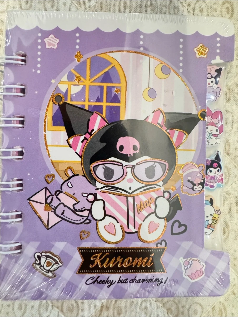 Kuromi Spiral Notebook with cute dividers— Purple Character Cover